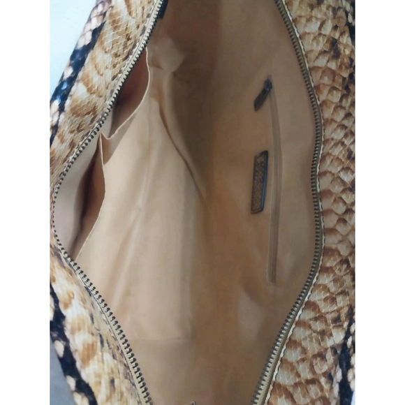 Badgley Mischka Studio Large Tote-Snake Print Mustard W/multi Color Block •NWT - Picture 4 of 7